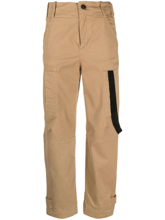 High-Waisted Straight-Leg Cotton Trousers