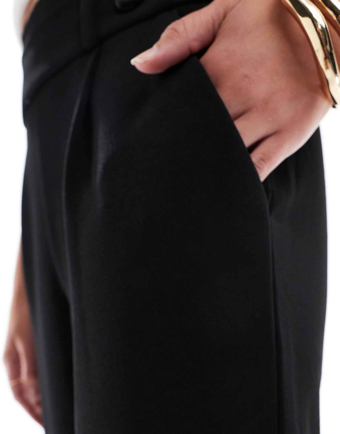 Button Detail Wide Leg Dad Trousers