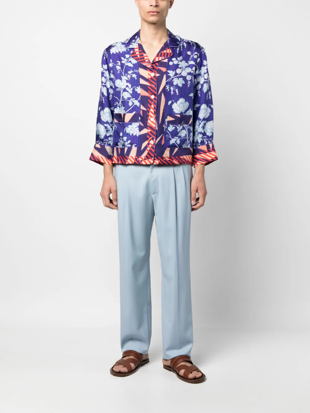 Floral-Print Silk Shirt