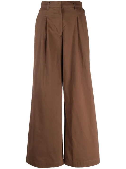 Wide-Leg Cotton Trousers