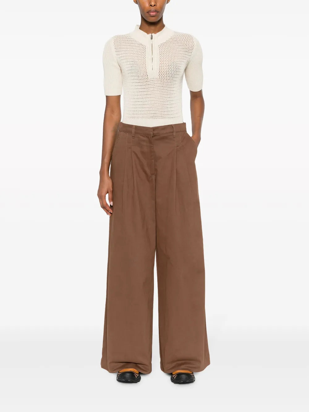 Wide-Leg Cotton Trousers