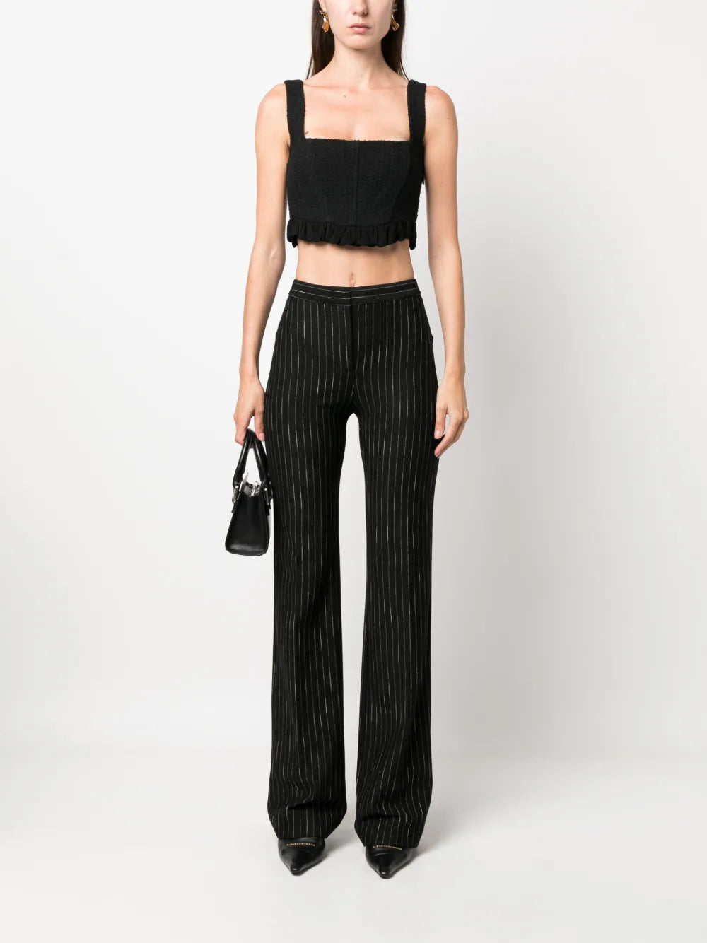 Pinstriped Flared Tailored Trousers