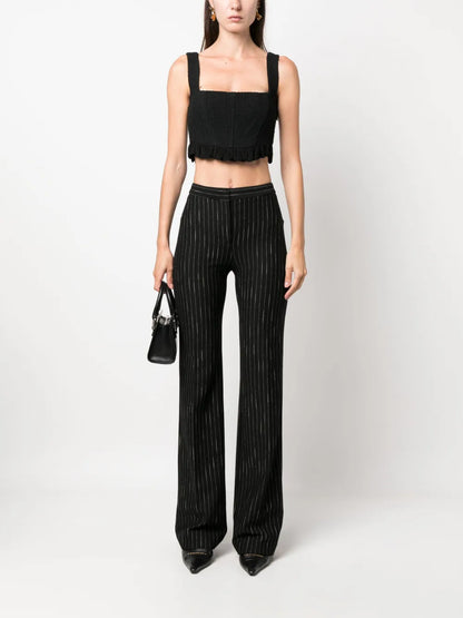 Pinstriped Flared Tailored Trousers