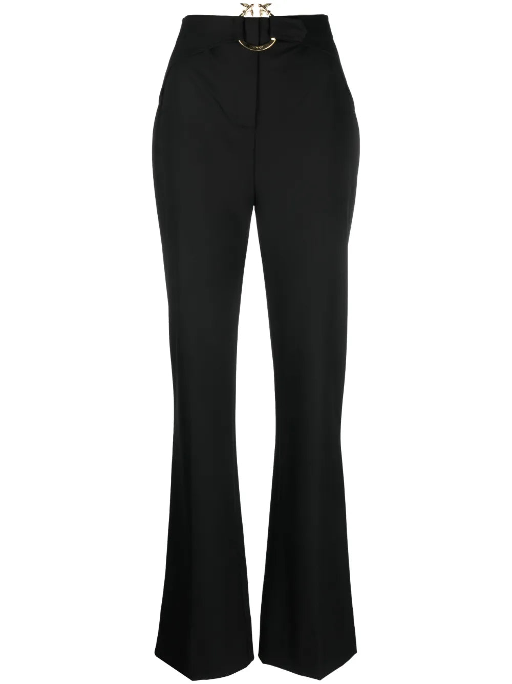 Buckle-Embellishment Flared Trousers