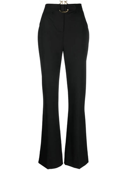 Buckle-Embellishment Flared Trousers