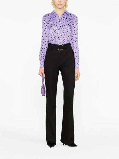 Buckle-Embellishment Flared Trousers