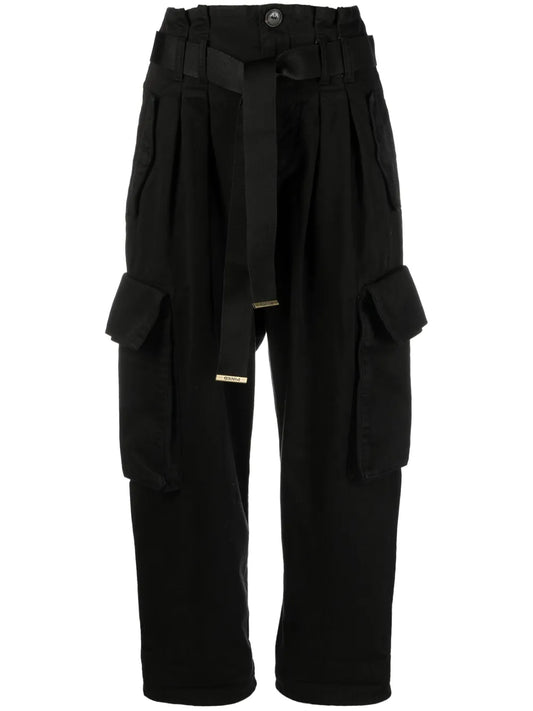 Straight-Leg Pleated-Edge Cargo Pants