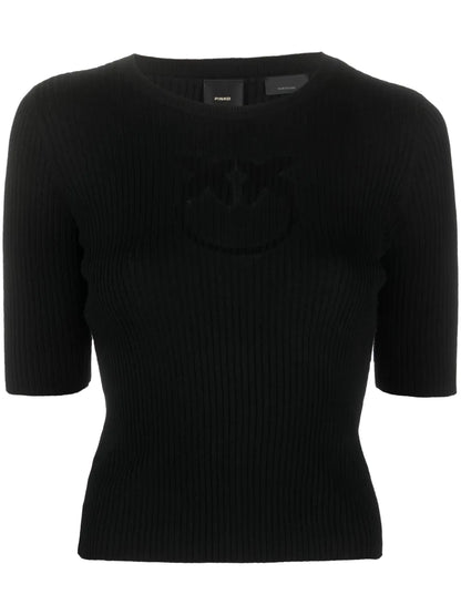 Intarsia-Knit Logo Ribbed-Knit Top
