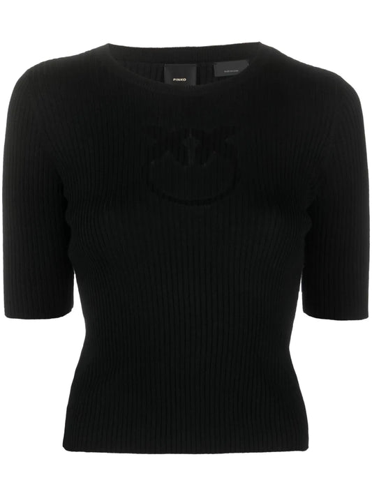 Intarsia-Knit Logo Ribbed-Knit Top