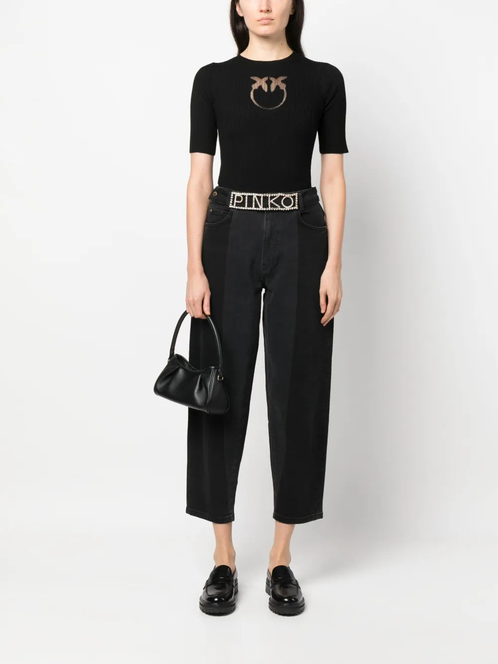 Intarsia-Knit Logo Ribbed-Knit Top