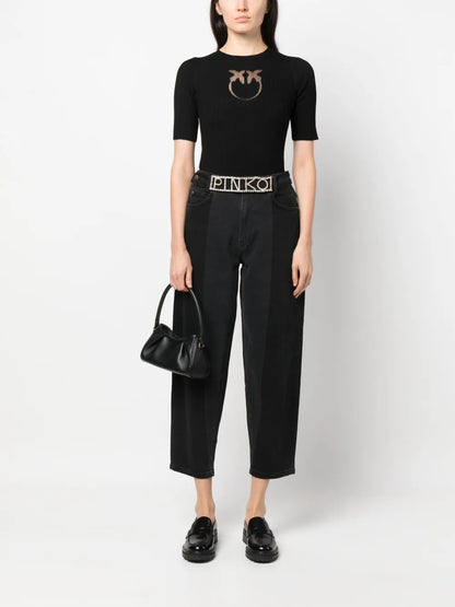 Intarsia-Knit Logo Ribbed-Knit Top