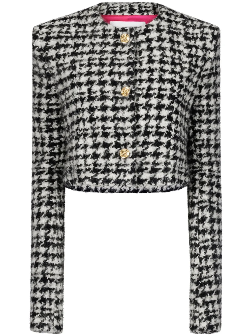 Houndstooth-Pattern Wool-Cotton Jacket