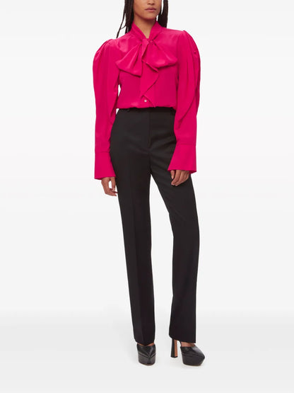 Tie-Neck Silk Blouse