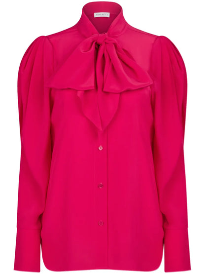 Tie-Neck Silk Blouse