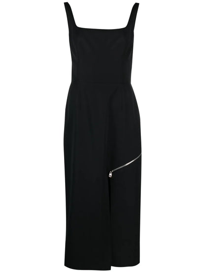 Zip-Embellished Midi Dress