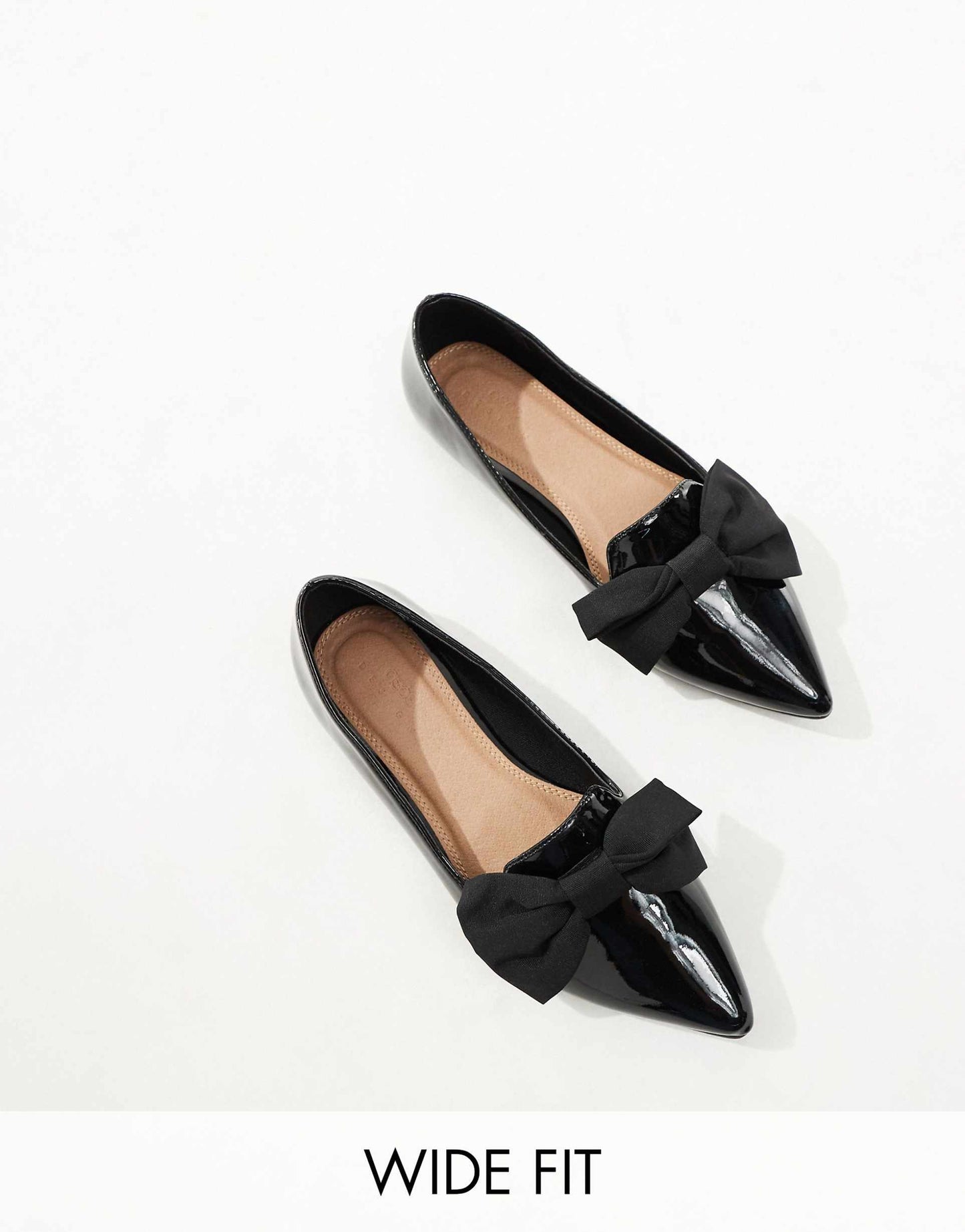 Wide Fit Lake Bow Pointed Ballet Flats