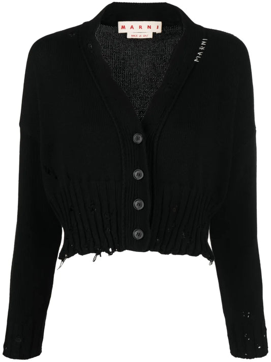 Distressed Cropped Cardigan