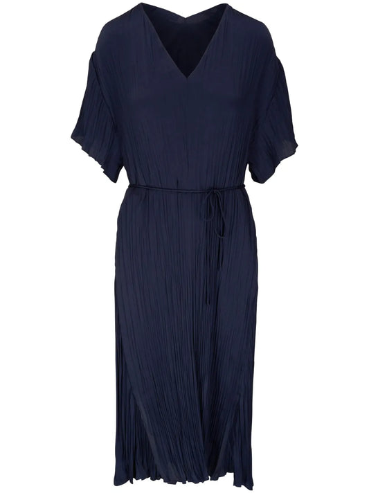 V-Neck Pleated Dress
