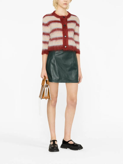 High-Waist Mini Leather Skirt