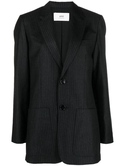 Pinstripe-Pattern Wool Blazer