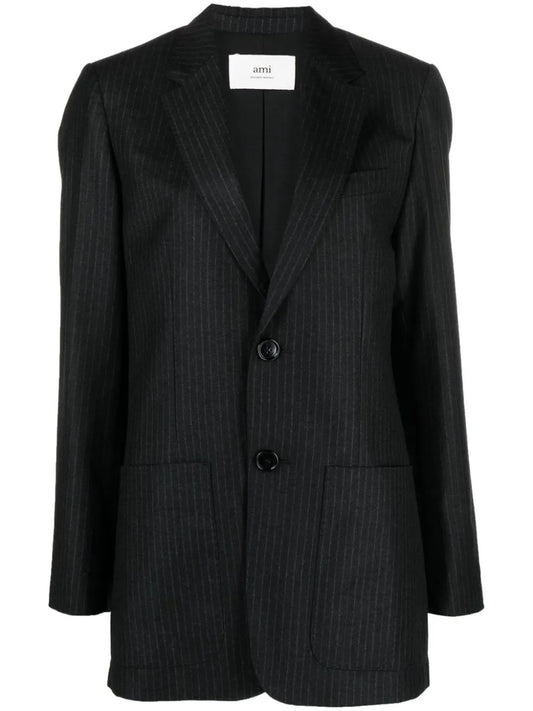 Pinstripe-Pattern Wool Blazer