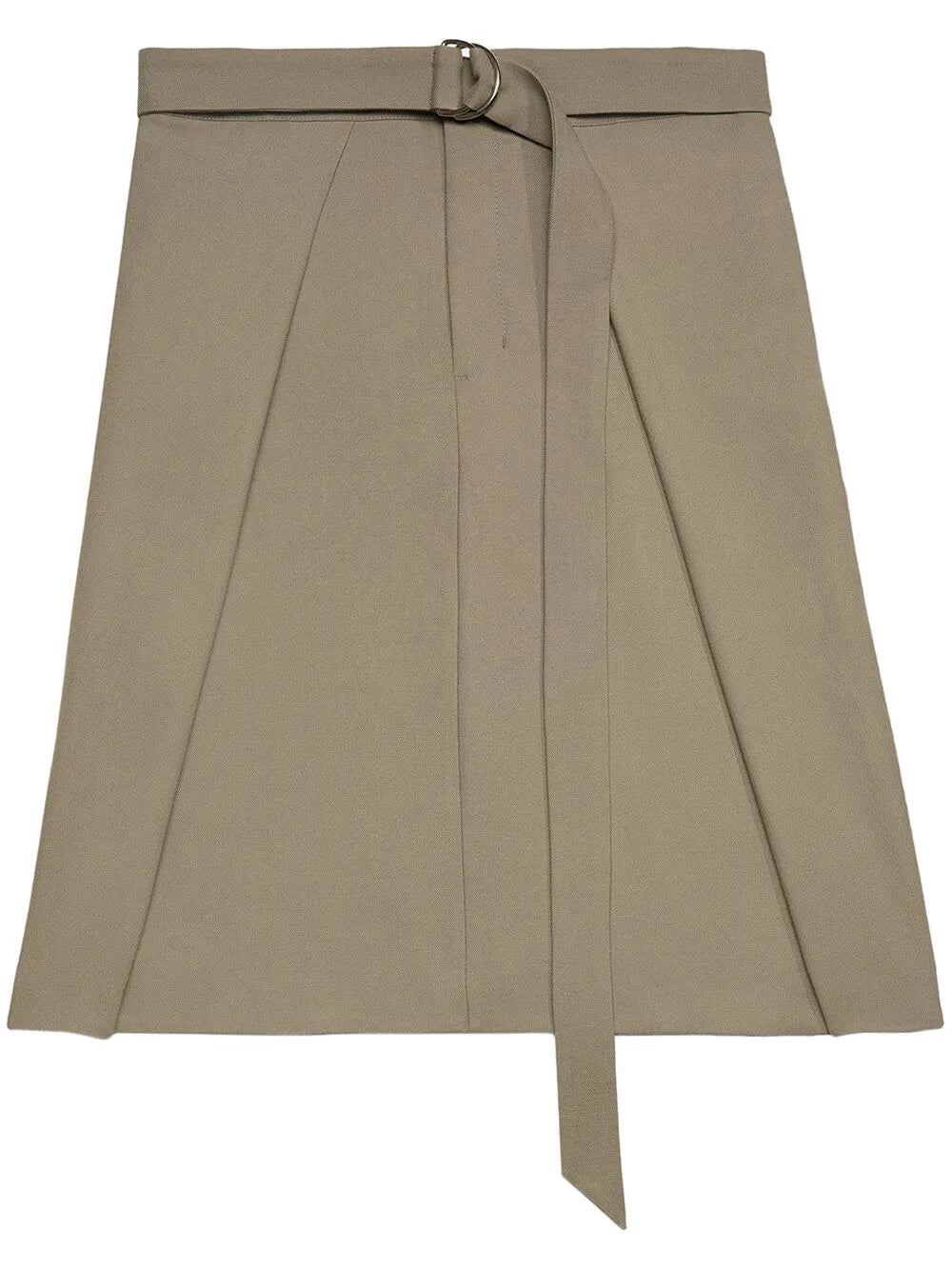 Belted Wool Midi Skirt