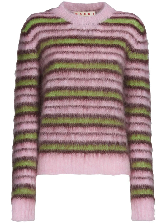 Striped Mohair-Blend Jumper