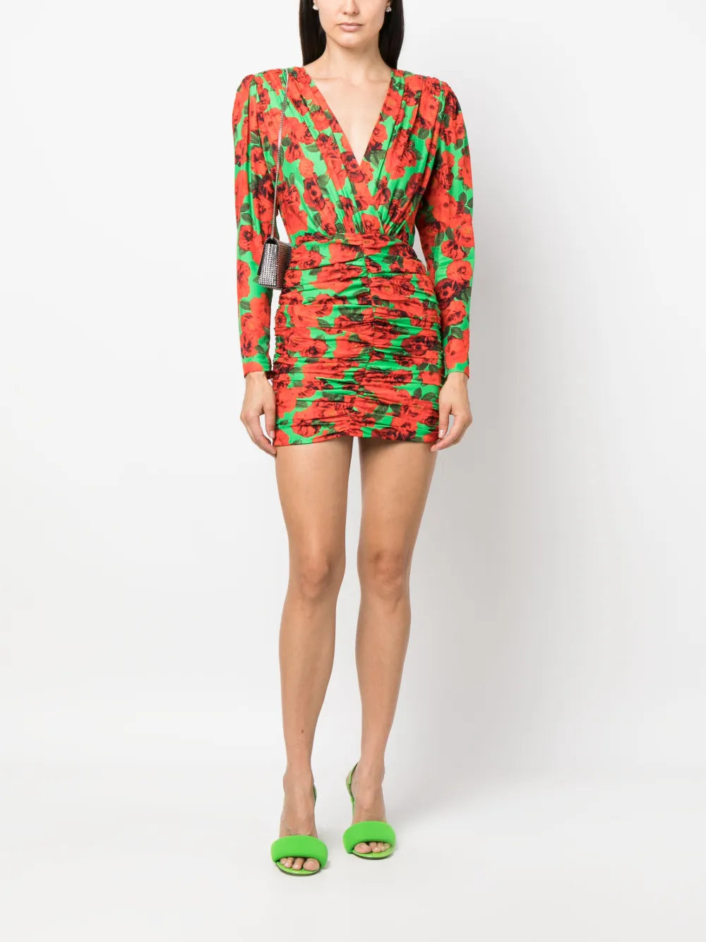 Floral-Print V-Neck Mini Dress