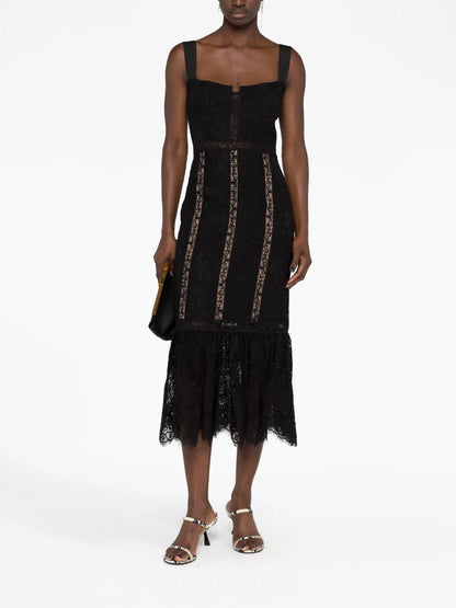 Floral Lace Sleeveless Midi Dress