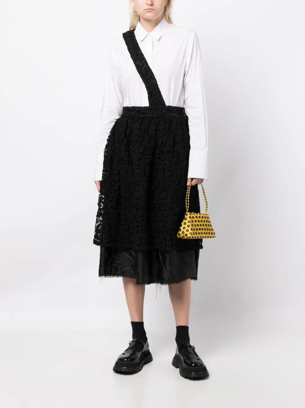 Floral-Lace High-Waisted Skirt