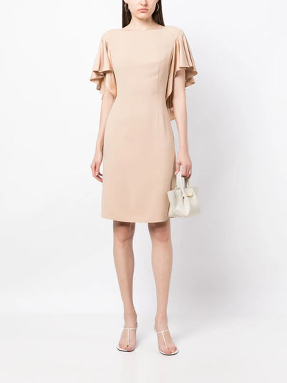 Draped-Detail Satin-Finish Dress
