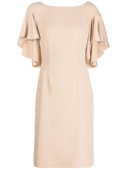 Draped-Detail Satin-Finish Dress