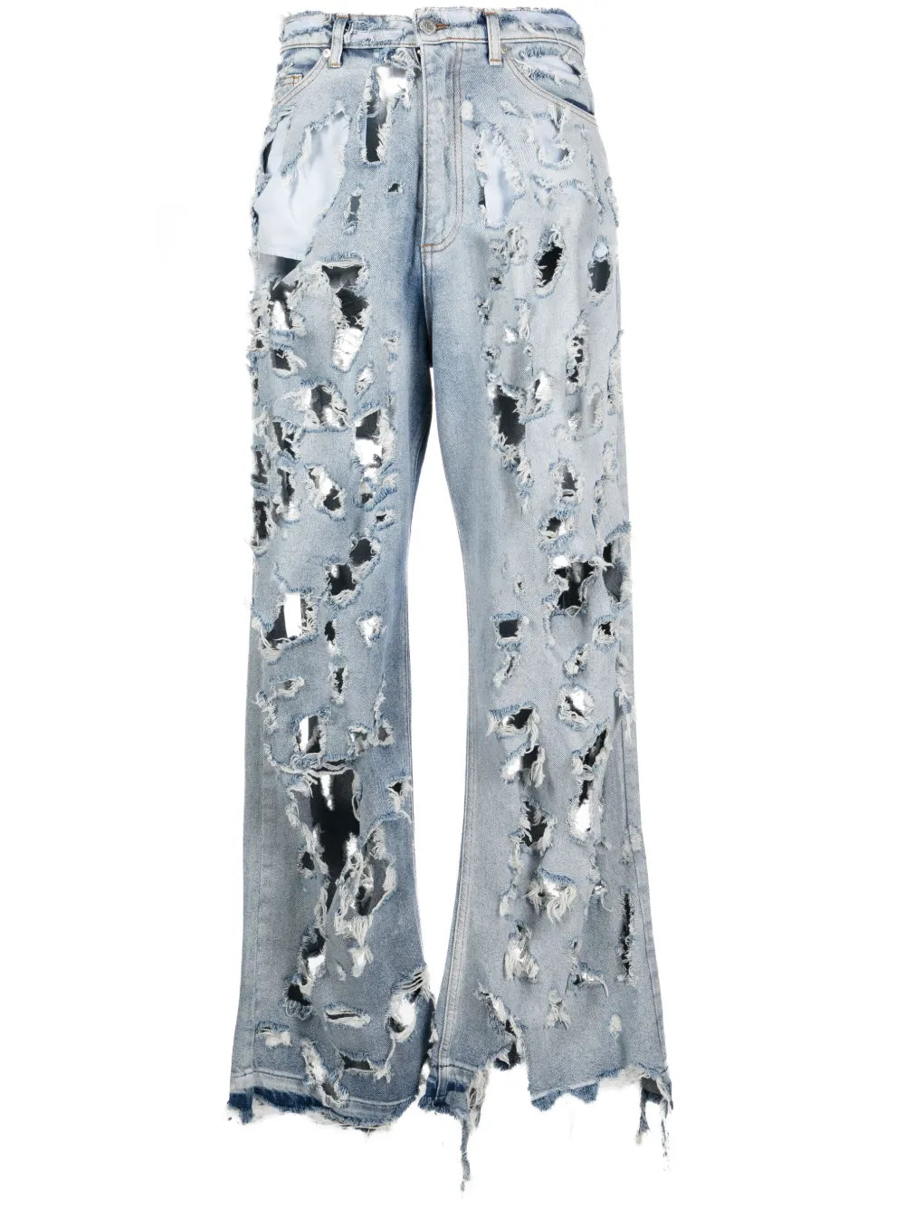 Destroyed Straight-Leg Jeans