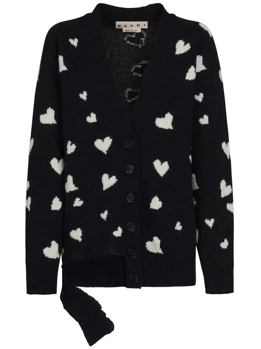 Bunch Of Hearts Alpaca-Wool Cardigan