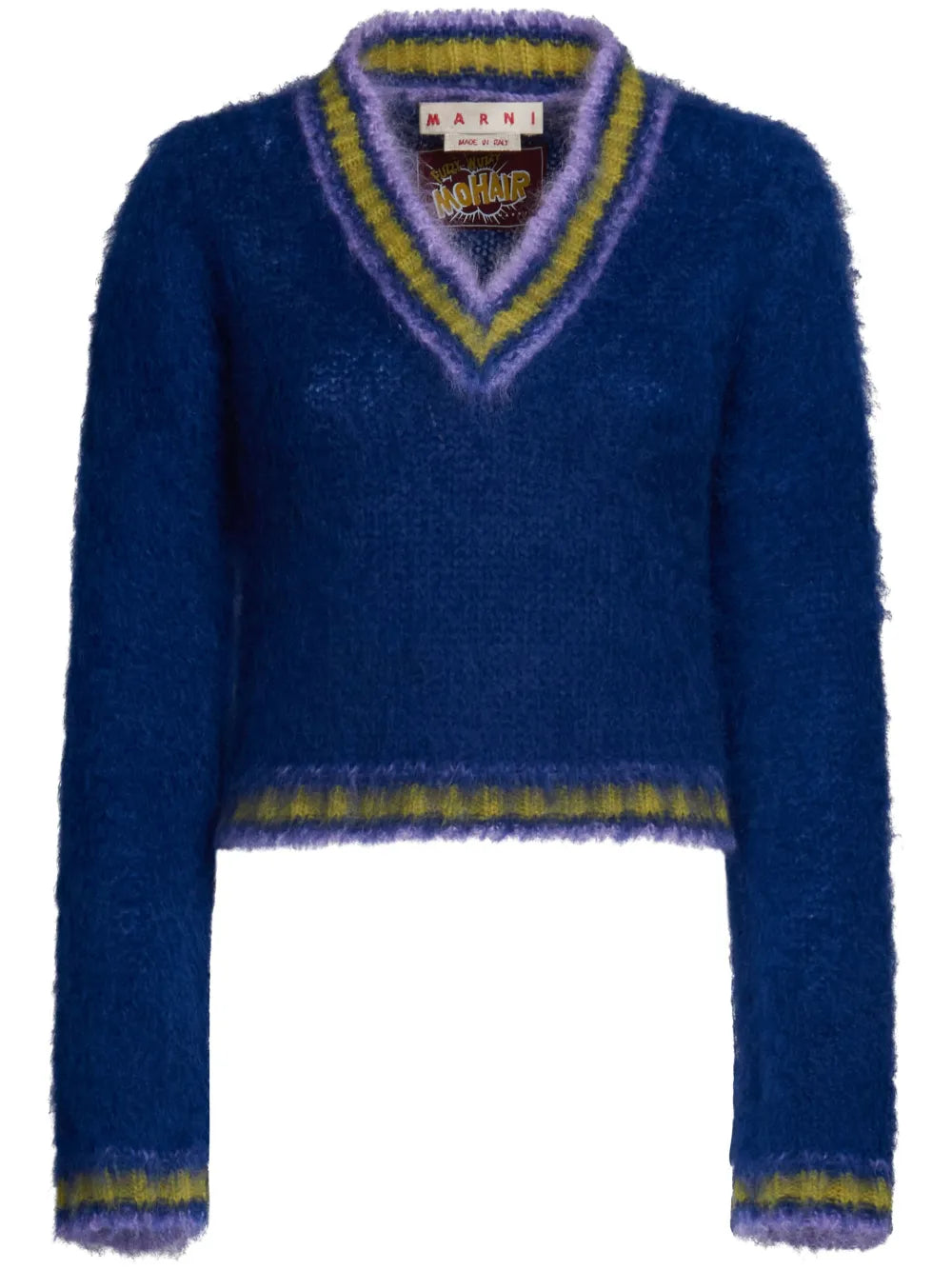 Striped-Trim Mohair-Blend Jumper