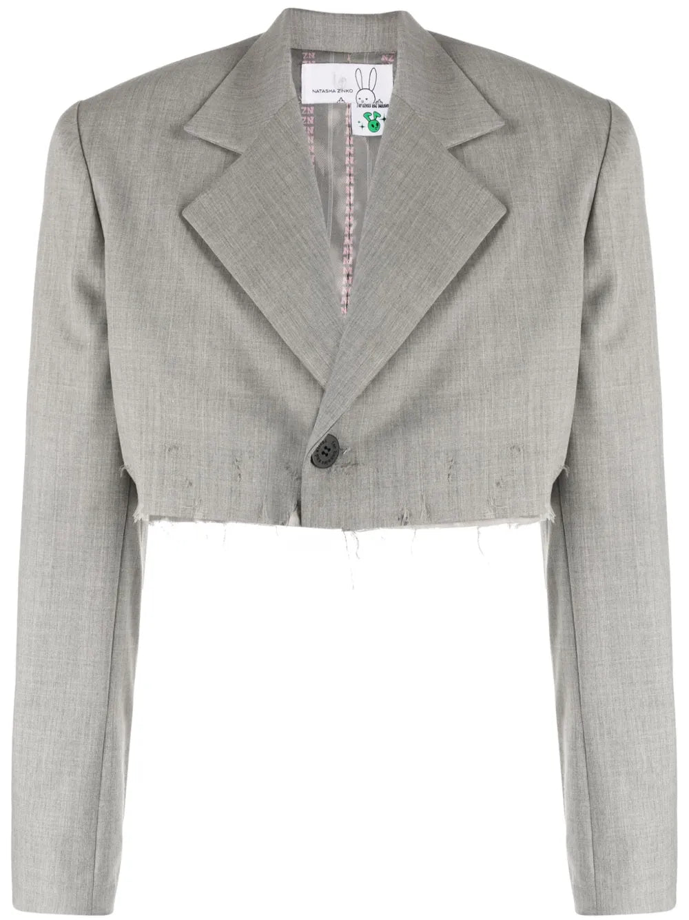 Peak-Lapels Cropped Blazer