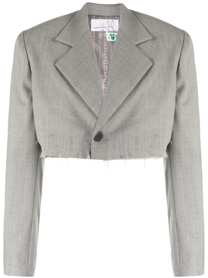 Peak-Lapels Cropped Blazer