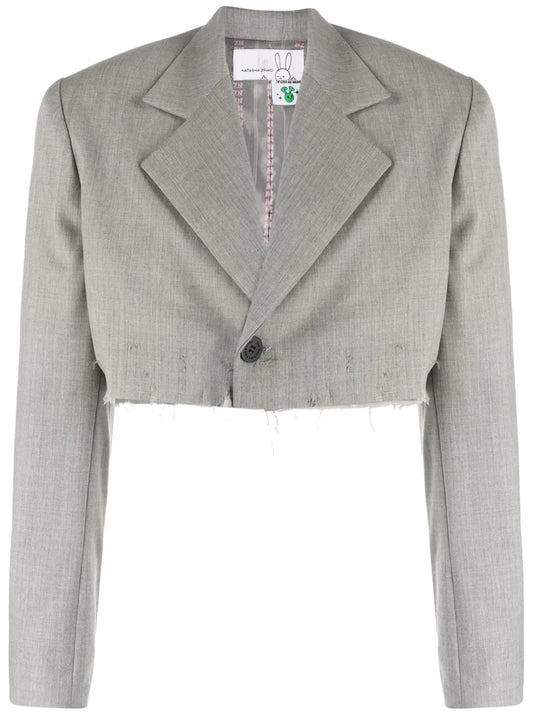 Peak-Lapels Cropped Blazer