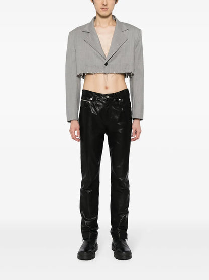 Peak-Lapels Cropped Blazer