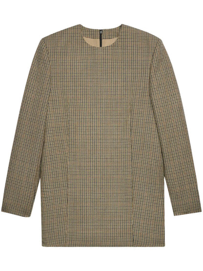 Check-Print Long-Sleeve Minidress