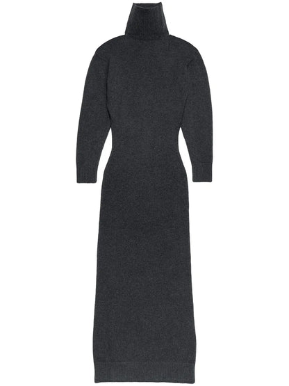 Elbow-Patch Knitted Maxi Dress