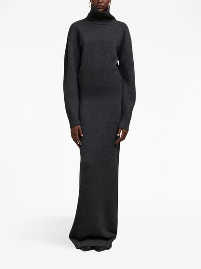 Elbow-Patch Knitted Maxi Dress