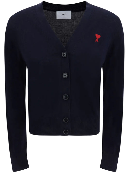Logo-Embroidered Merino Wool Cardigan