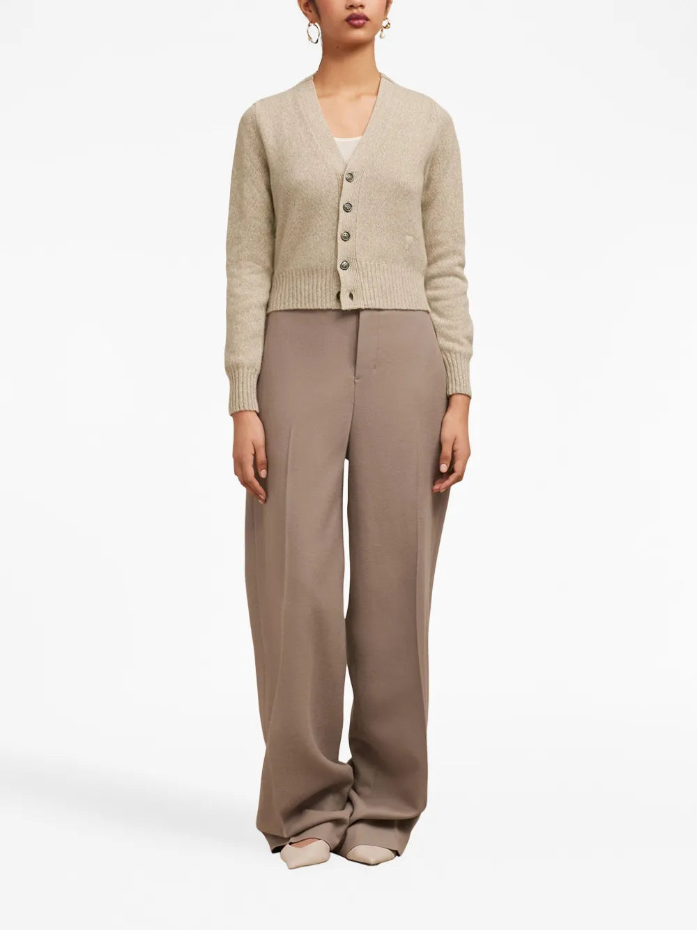 Heart-Embroidered Cashmere Cardigan