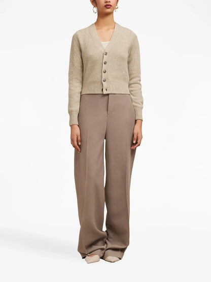 Heart-Embroidered Cashmere Cardigan