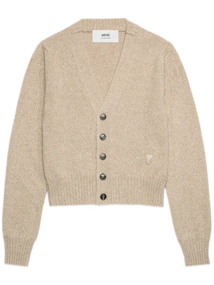 Heart-Embroidered Cashmere Cardigan