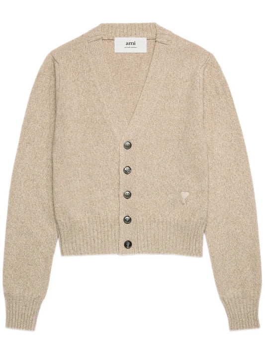 Heart-Embroidered Cashmere Cardigan