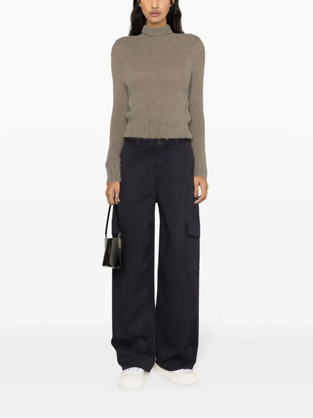 High-Neck Brushed-Effect Jumper