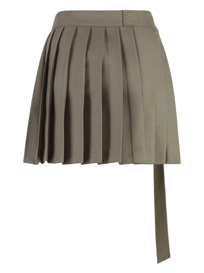 Pleated Virgin Wool Wrap Skirt