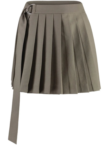 Pleated Virgin Wool Wrap Skirt